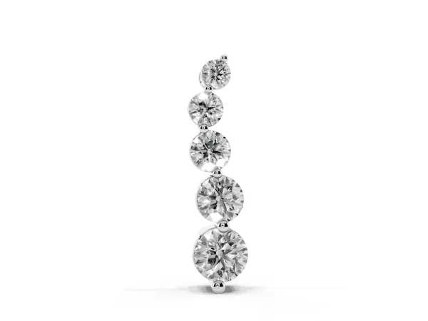 Graduated Round Diamond Prong Set Pendant Silver