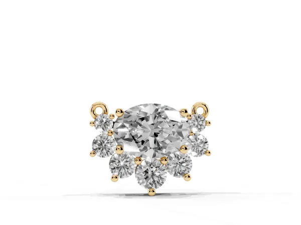 Oval Diamond Cluster Pendant with Prong Setting Yellow gold
