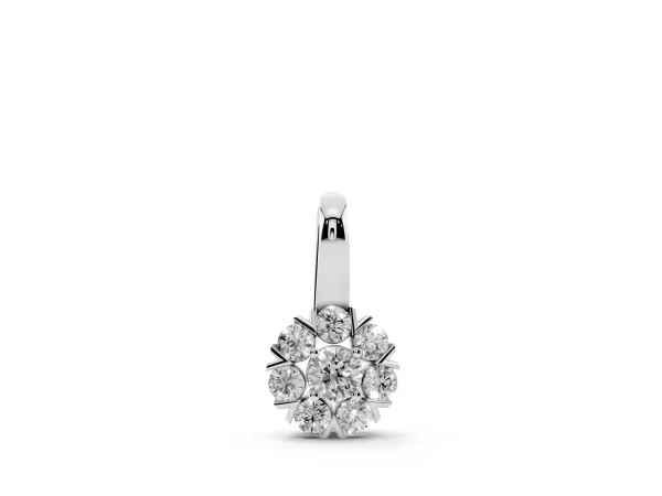 Round Diamond Floral Cluster Pendant with Prong Setting Silver