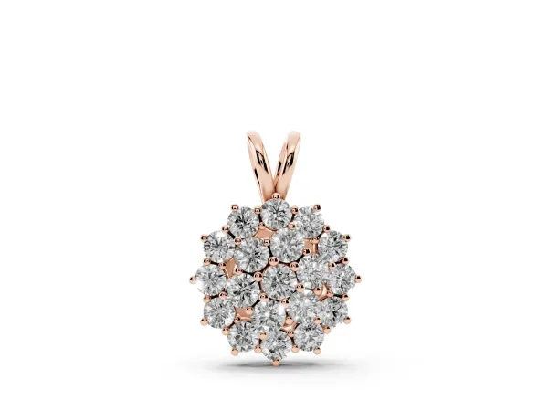 Cluster Round Diamond Prong-Set Pendant Rose gold