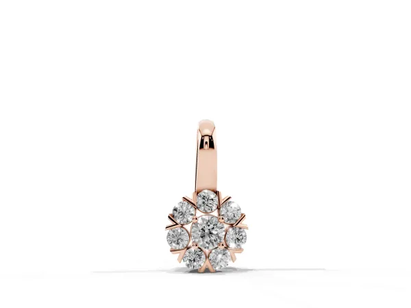 Round Diamond Floral Cluster Pendant with Prong Setting Rose gold