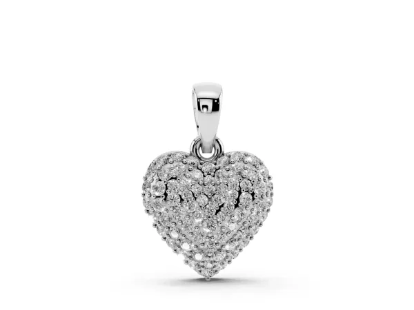 Heart Diamond Pendant with Pavé Setting White gold