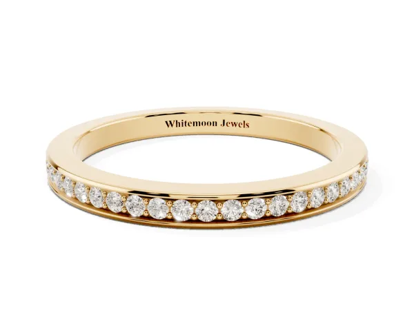 Round Diamond Pavé Set Eternity Band with Channel Setting Yellow gold