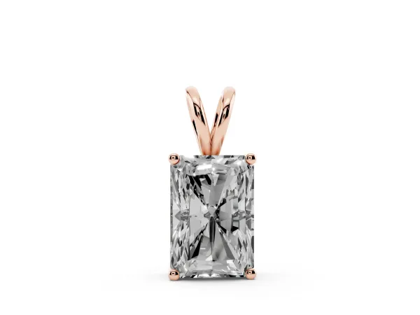 Radiant Diamond Solitaire Pendant with Four Prong Setting Rose gold