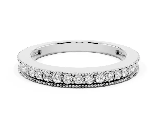 Round Diamond Pavé Eternity Band with Milgrain Edge White gold
