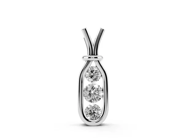 Three-Stone Round Diamond Bezel Pendant Silver
