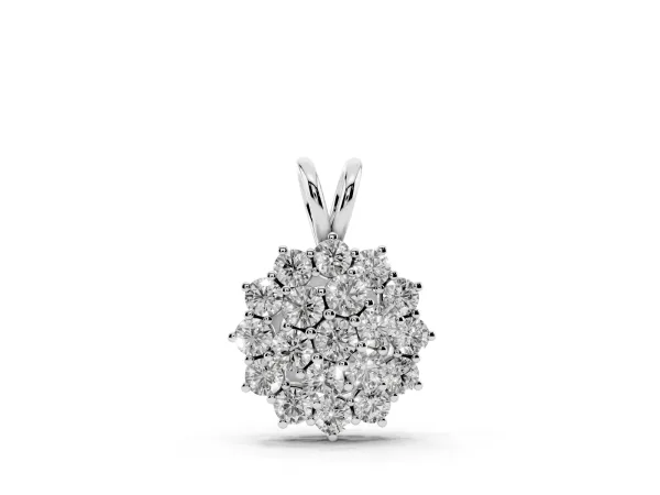 Cluster Round Diamond Prong-Set Pendant Silver