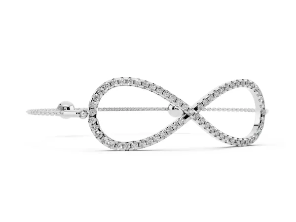 Pavé Round Diamond Infinity Chain Bracelet with Bezel Setting Silver