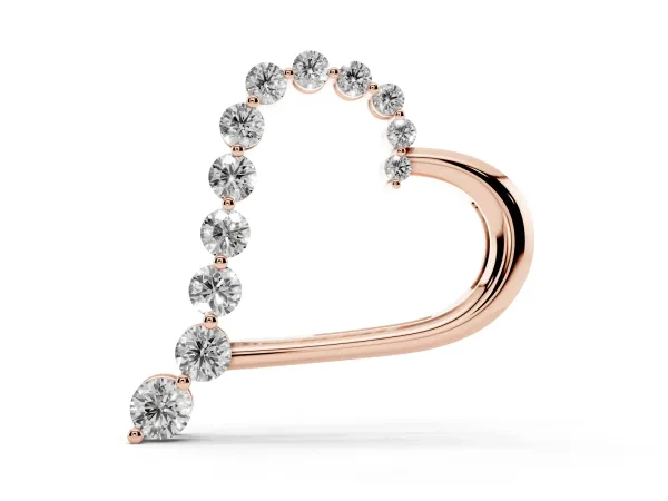 Round Diamond Prong-Set Heart Pendant Rose gold