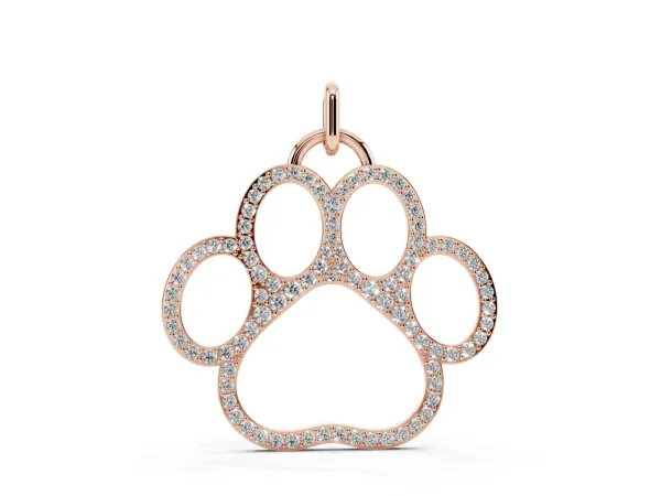Pavé Round Diamond Paw Pendant Rose gold