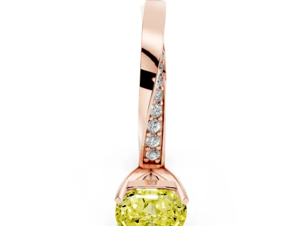 Fancy Yellow Cushion Cut Diamond Engagement Ring with Side Stone Accents and Four-Prong Setting Rose gold
