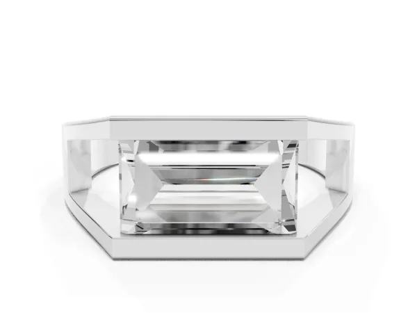 Baguette Diamond Geometric Solitaire Ring Platinum