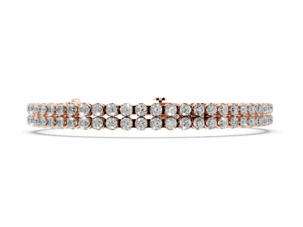 Double Row Round Diamond Tennis Bracelet with Prong Setting Rose gold