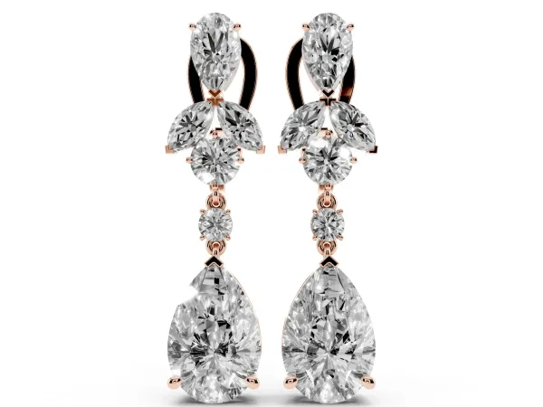 Pear, Marquise and Round Diamond Vancouver Drop Earrings Rose gold