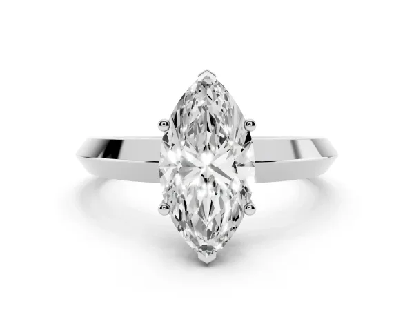 Marquise Cut Cut Solitaire Engagement Ring with Flat Band and Four-Prong Setting Platinum