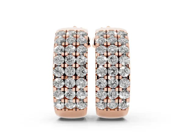 Pavé Round Diamond Hoop Earrings with Four-Prong Setting Rose gold