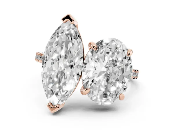 Oval and Marquise Toi Moi Ring with Prong Setting and Pave Band Rose gold