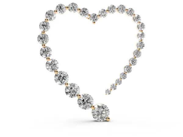 Round Diamond Heart Pendant with Prong Setting Yellow gold