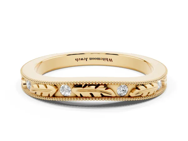 Milgrain Bezel Set Round Diamond Eternity Band Yellow gold