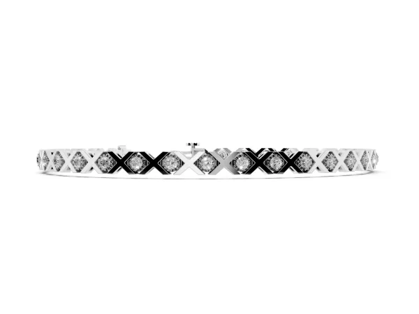Round Diamond XO Tennis Bracelet with Channel Setting and X Prong Silver