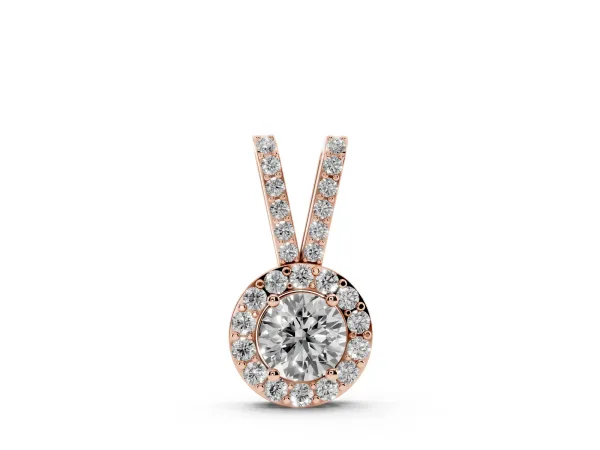 Round Halo Pendant with Prong Setting Rose gold