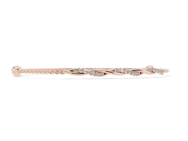 Twisted Diamond Round-Cut Cable Chain Bracelet with Bezel Setting Rose gold