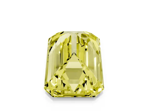 Fancy Yellow Emerald Cut Cut Pave Band Milgrain Solitaire Ring Rose gold