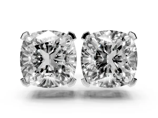 Cushion Cut Diamond Stud Earrings Platinum