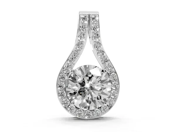 Round Halo Prong Set Pendant White gold