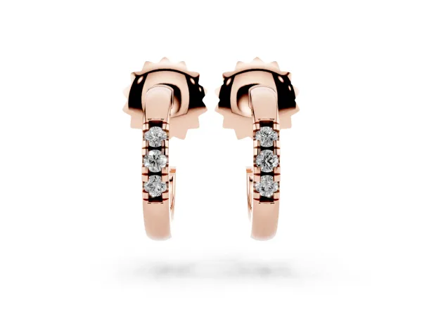 Round Diamond Petite Huggie Hoop Earrings Rose gold