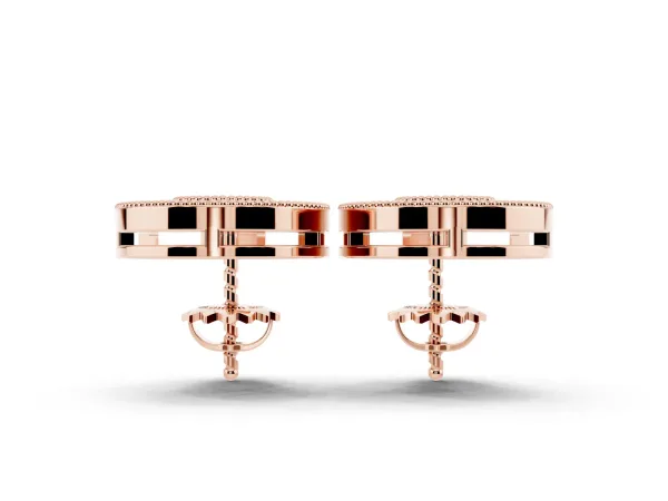Pavé Pear-Shaped Halo Stud Earrings with Milgrain Detailing Rose gold