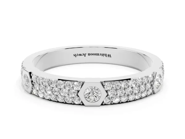 Round Diamond Pavé Promise Ring with Round Diamond Accents White gold