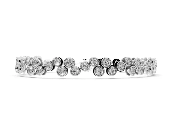 Bezel Set Round Diamond Cluster Tennis Bracelet Silver