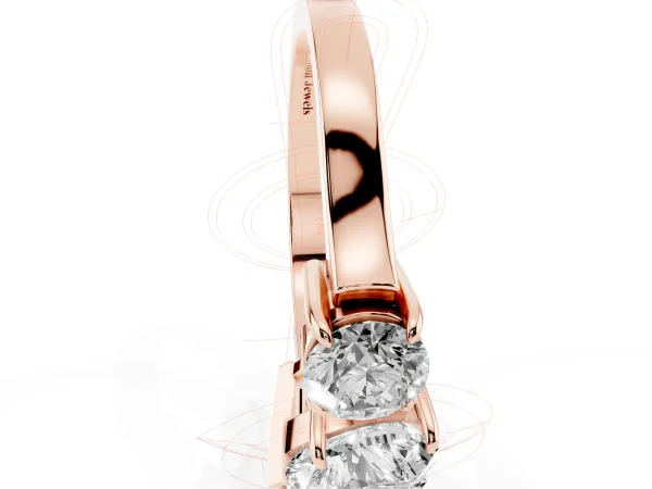 Three-Stone Heart Cut Cut Diamond Ring with Round Accent Stones, Prong Setting, and Classic Band Rose gold