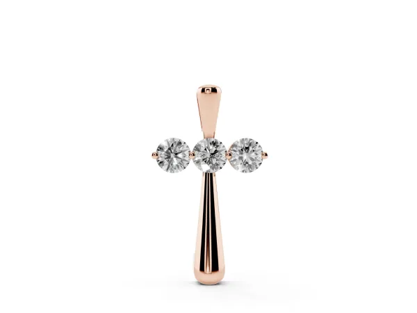 Round Brilliant Three-Stone Prong Set Pendant Rose gold