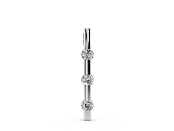 Three-Stone Round Diamond Bar Pendant with Channel Setting White gold