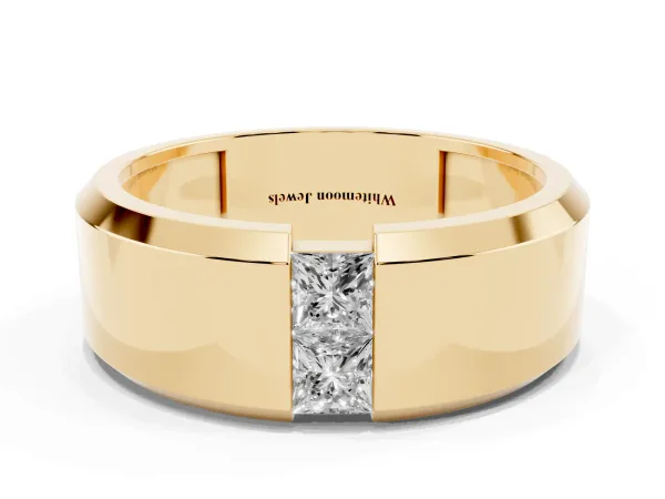Princess Diamond Two-Stone Mens Band Yellow gold