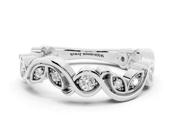 Marquise and Round Diamond Infinity Eternity Band with Bezel Setting White gold