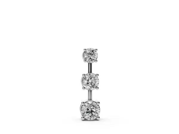 Round Diamond Triple Bar Pendant with Four-Prong Setting Silver