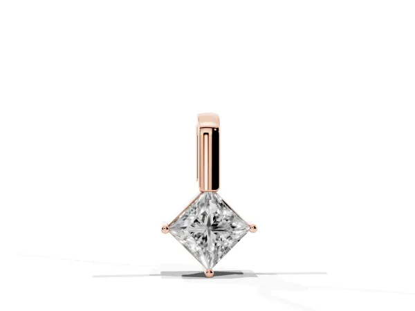 Princess Cut Bezel Set Diamond Pendant Rose gold