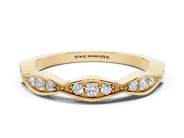 Round Diamond Scalloped Pavé Eternity Band Yellow gold