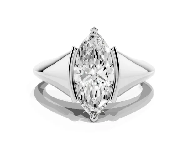 Marquise Cut Solitaire Tension Set Diamond Ring Platinum