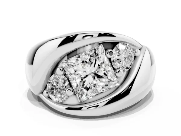 Channel Set Princess Cut Diamond Crossover Band Platinum