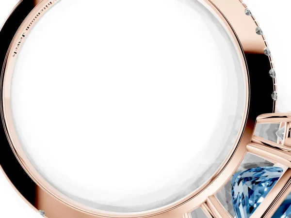 Fancy Blue Three-Stone Princess Cut Cut Diamond Pavé Band with Prong Setting Rose gold