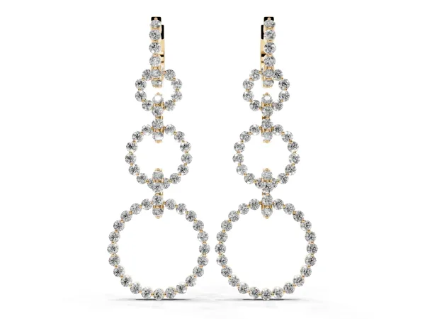 Round Diamond Multiway Open Circle Statement Earrings Yellow gold