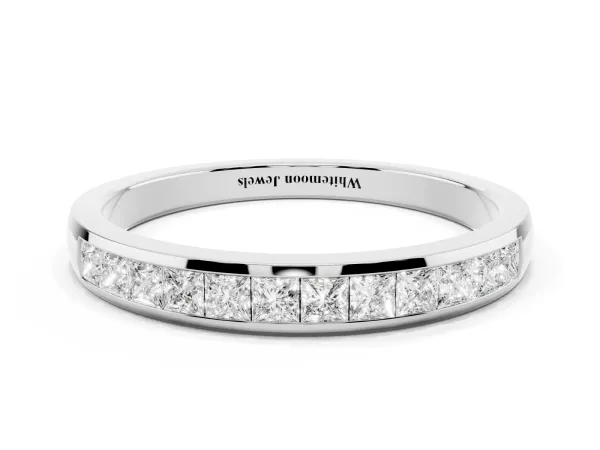 Princess Cut Diamond Channel Set Eternity Band White gold