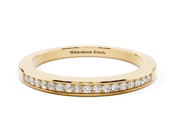 Round Diamond Half Eternity Pavé Band Yellow gold