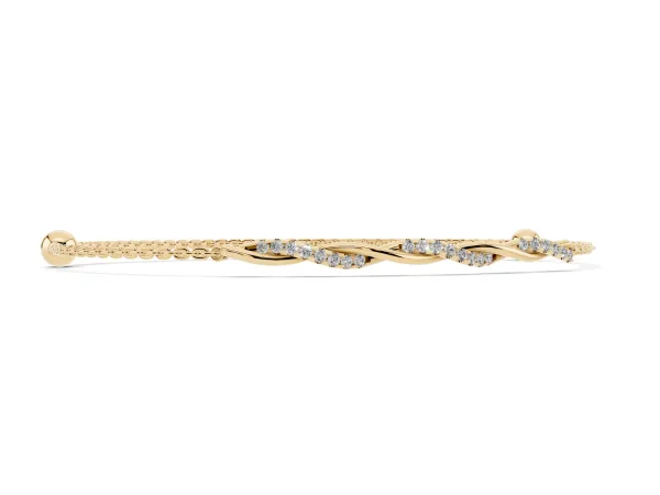 Twisted Diamond Round-Cut Cable Chain Bracelet with Bezel Setting Yellow gold