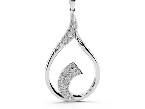 Pavé Round Diamond Twist Pendant Silver