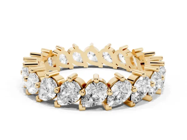 Pear Diamond Full Eternity Band with Shared Prong Setting Yellow gold